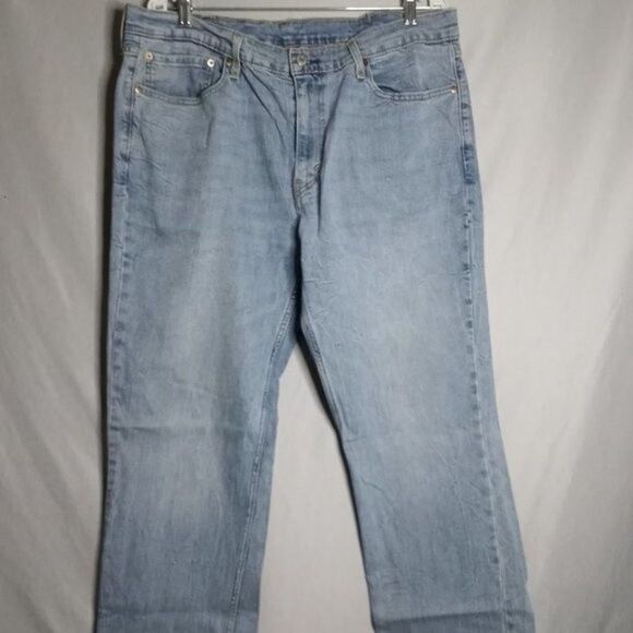Levi's 511 Wrinkle Stressed Straight Leg Light Wash Denim Jeans Size 38x33 - Picture 1 of 8